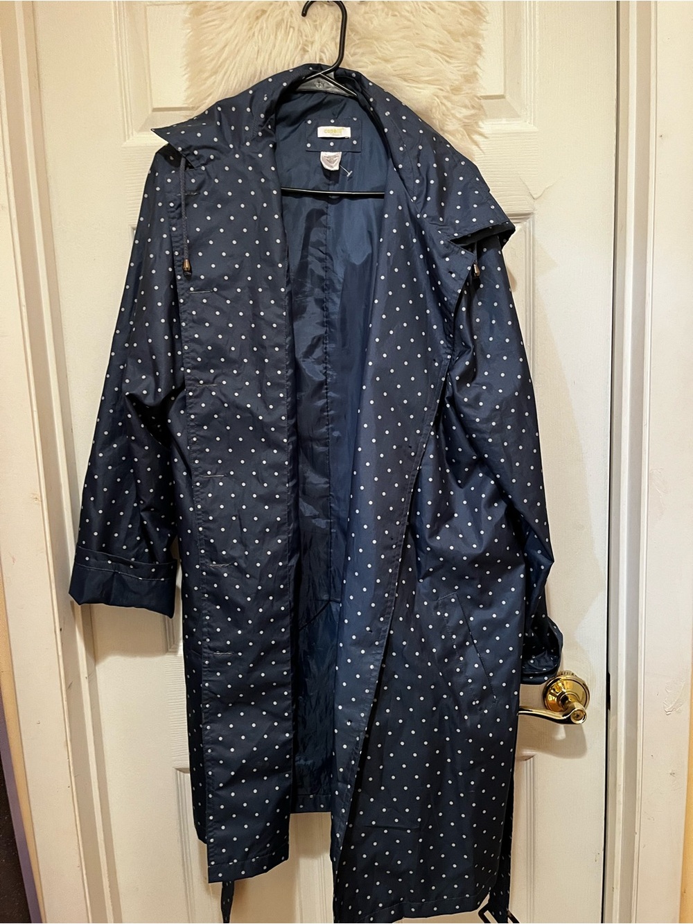 Capelli of New York Navy Polka Dot Raincoat